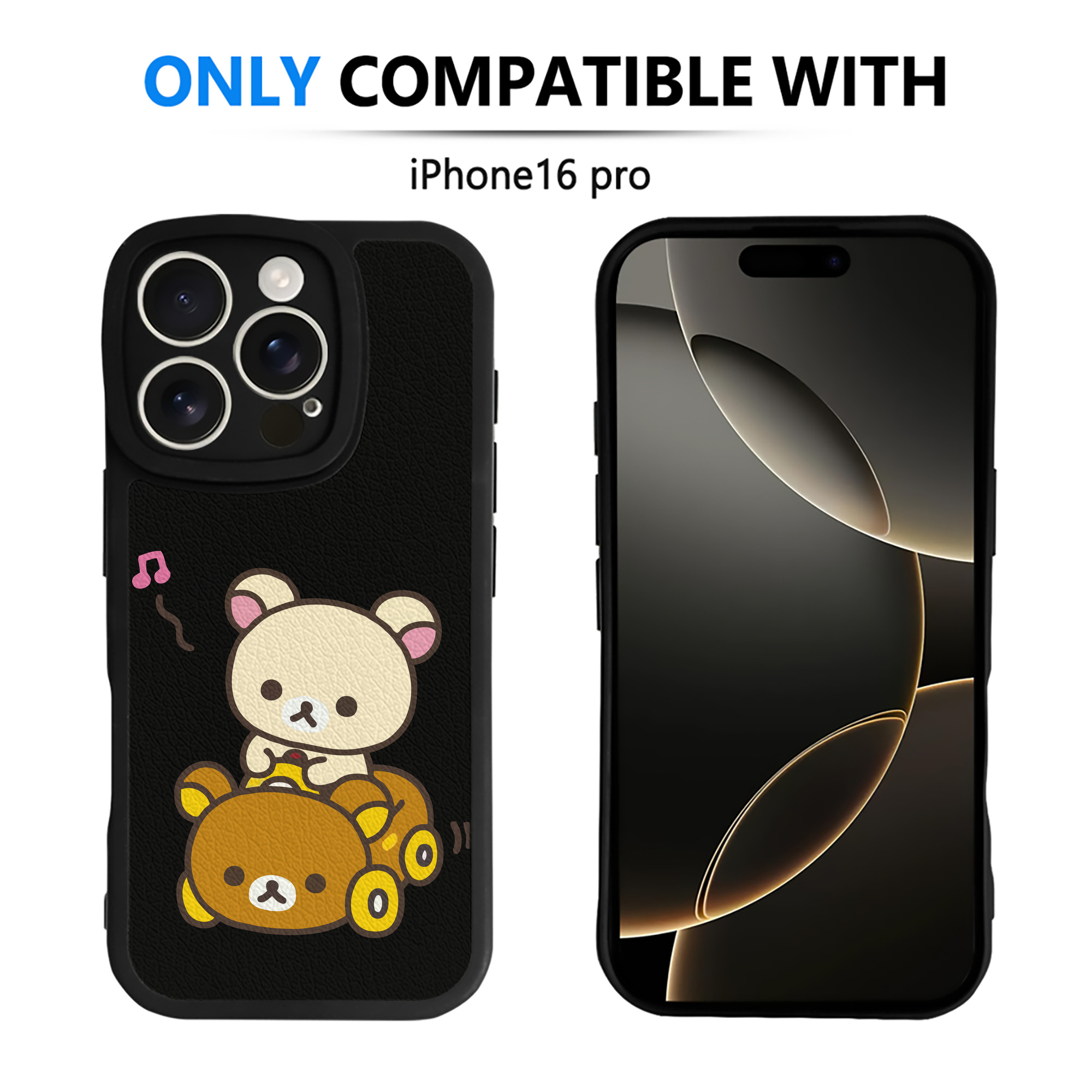 （画像用） リラックマ リラックマ キイロイトリ Rilakkuma Korilakkuma Kiiroitori 【iPhone 16シリーズ対応】シリコンスマホケース（レザー調） 材質：シリコン